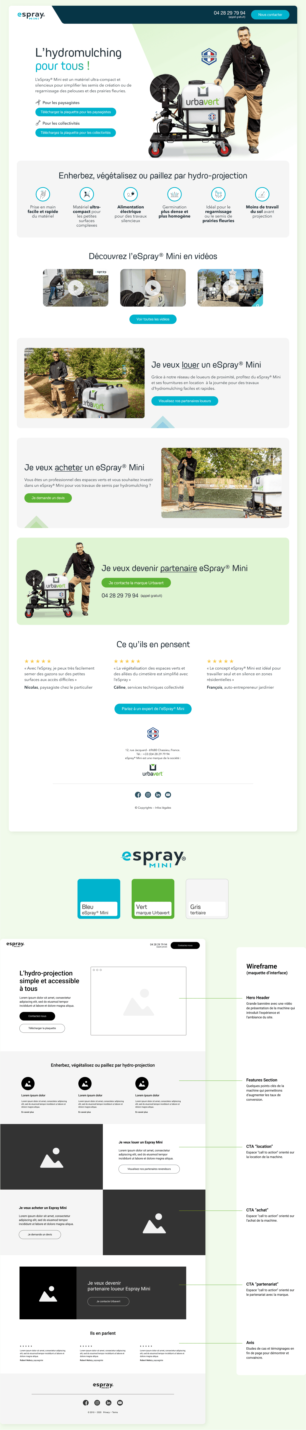 Création d'une landing page et travail d'UI et UX design pour le site eSpray Mini